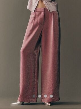 Maeve Shimmered Wide Leg Trousers Pants Size 0 NWT Orchid